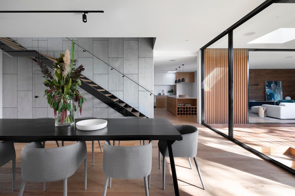 Modern grey SPC flooring in a minimalist interior
