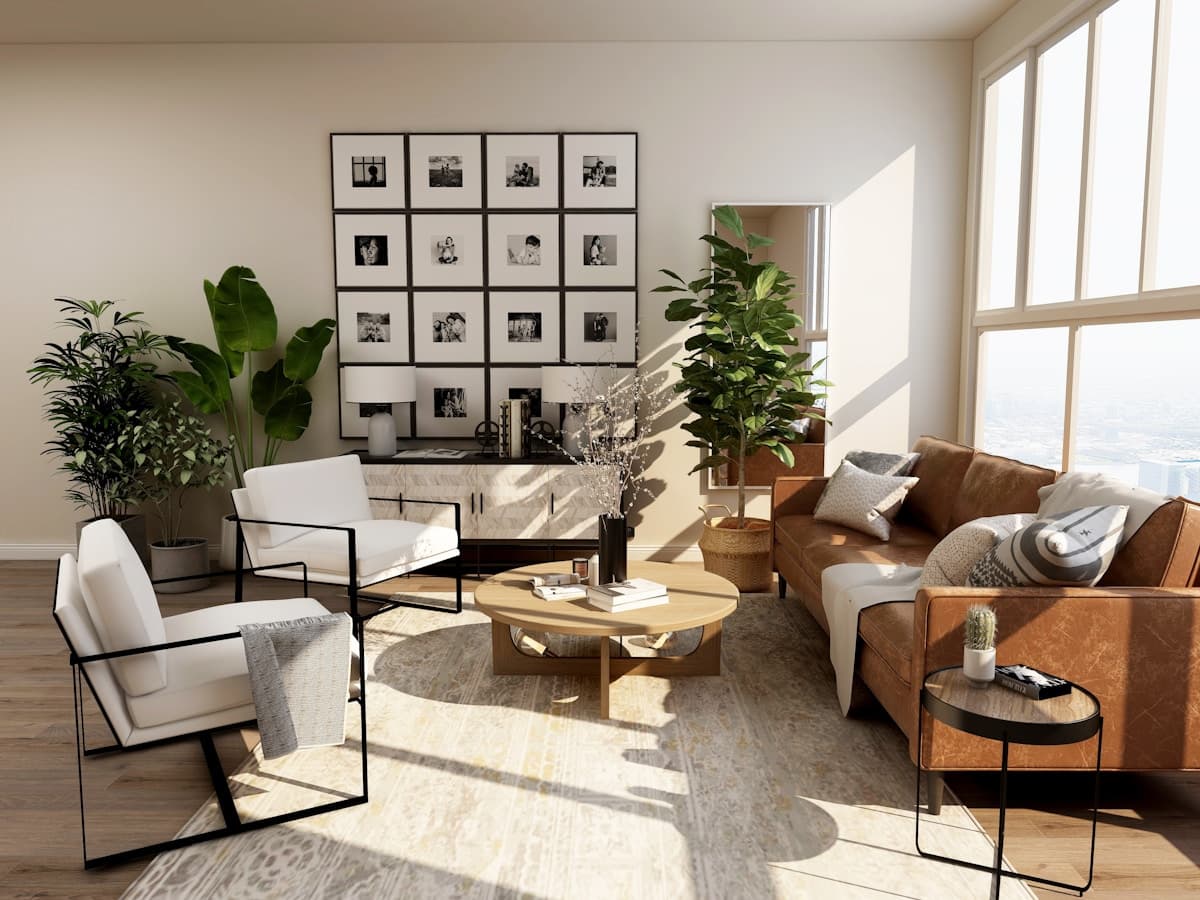 Warm wood-look flooring throughout a residential interior